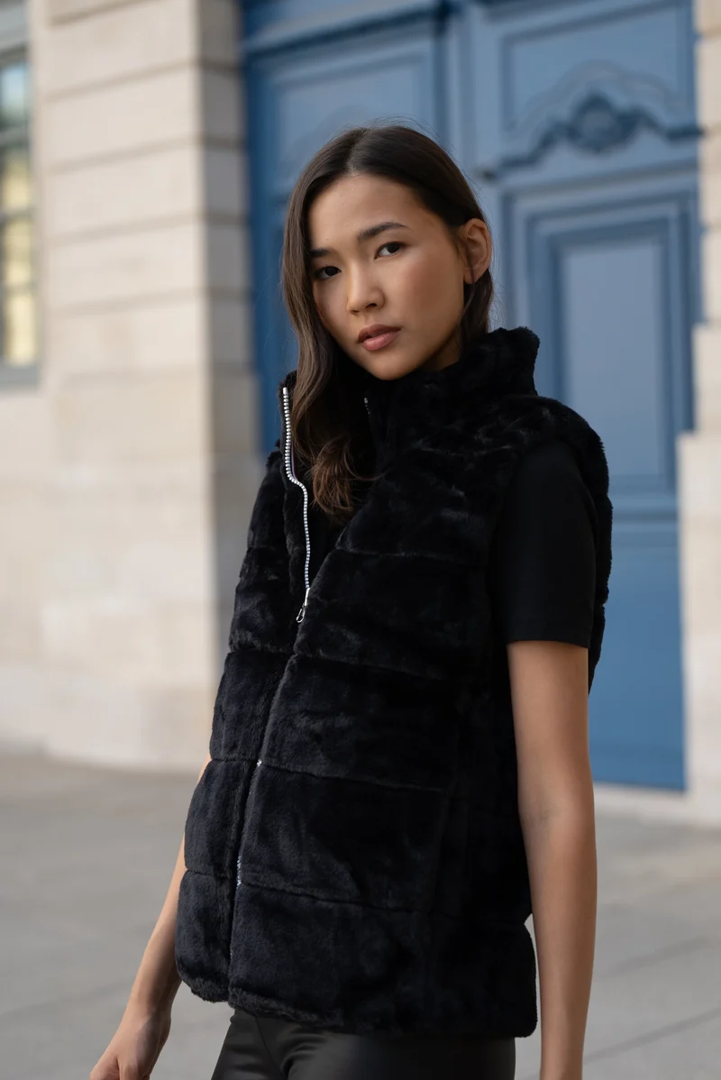 Gilet sans manches fourré réversible
