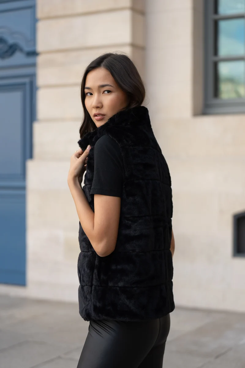 Gilet sans manches fourré réversible