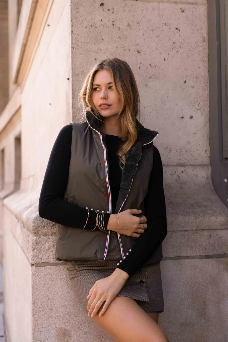 Gilet sans manches fourré réversible