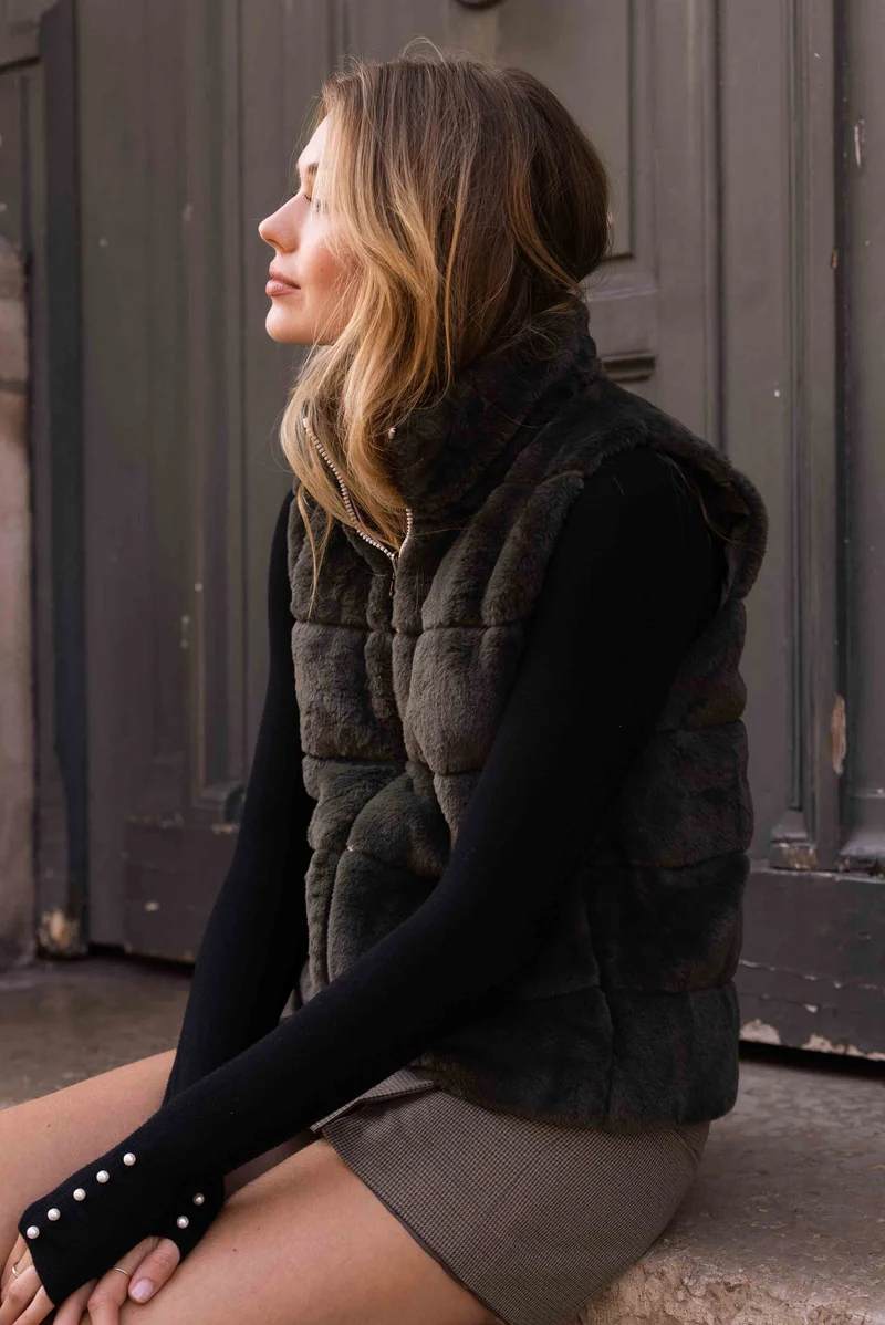 Gilet sans manches fourré réversible