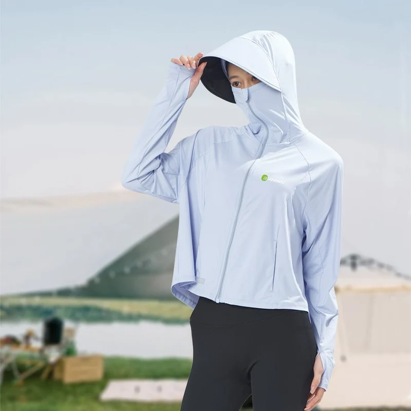 Raw Yarn Hooded Sun Protection Jacket