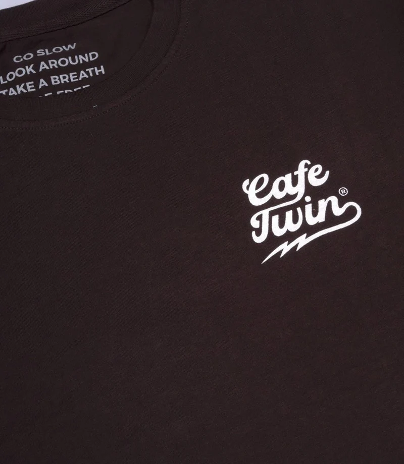 T-Shirt Cafe Twin Lightning Marrone