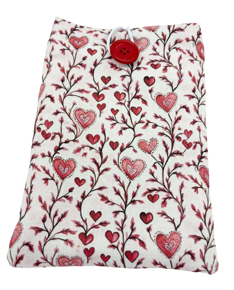 Pochette pour Livre ou Liseuse " Petits coeurs sauvages " - Spécial Fête des Mères - Modèle petit