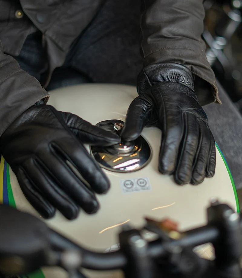 Guanto Moto Vintage Worker Nero in Pelle