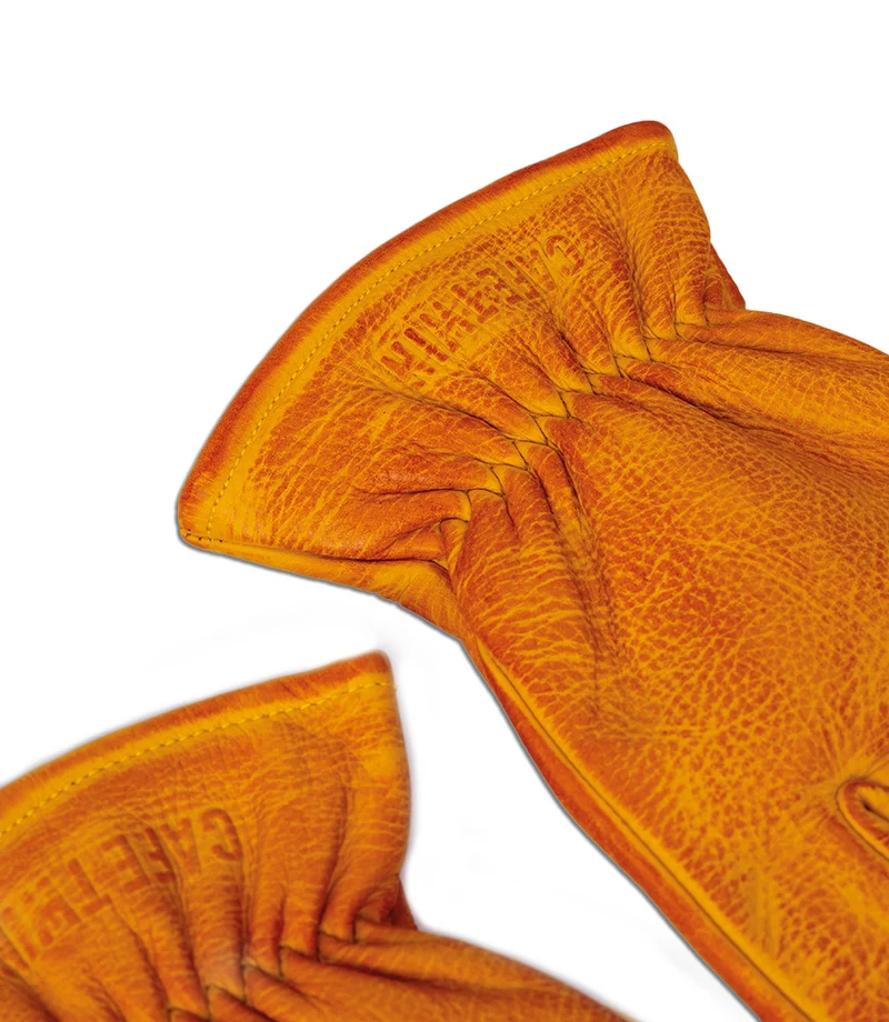 Guanto Moto Vintage Worker Giallo in Pelle