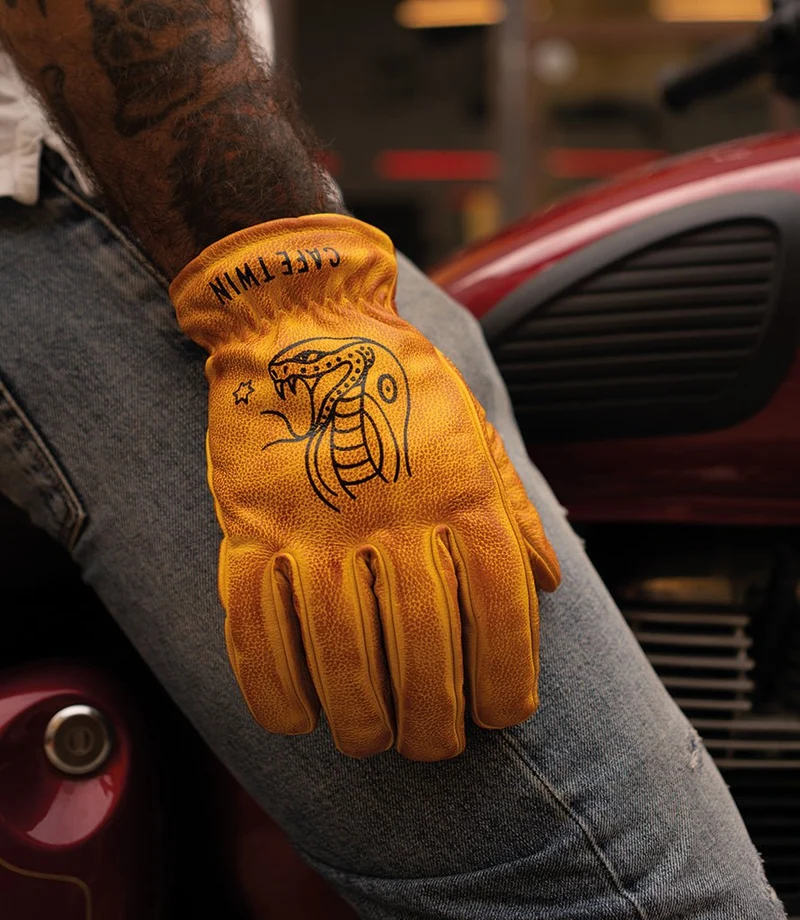 Guanti Moto Vintage Worker CT Giallo in Pelle