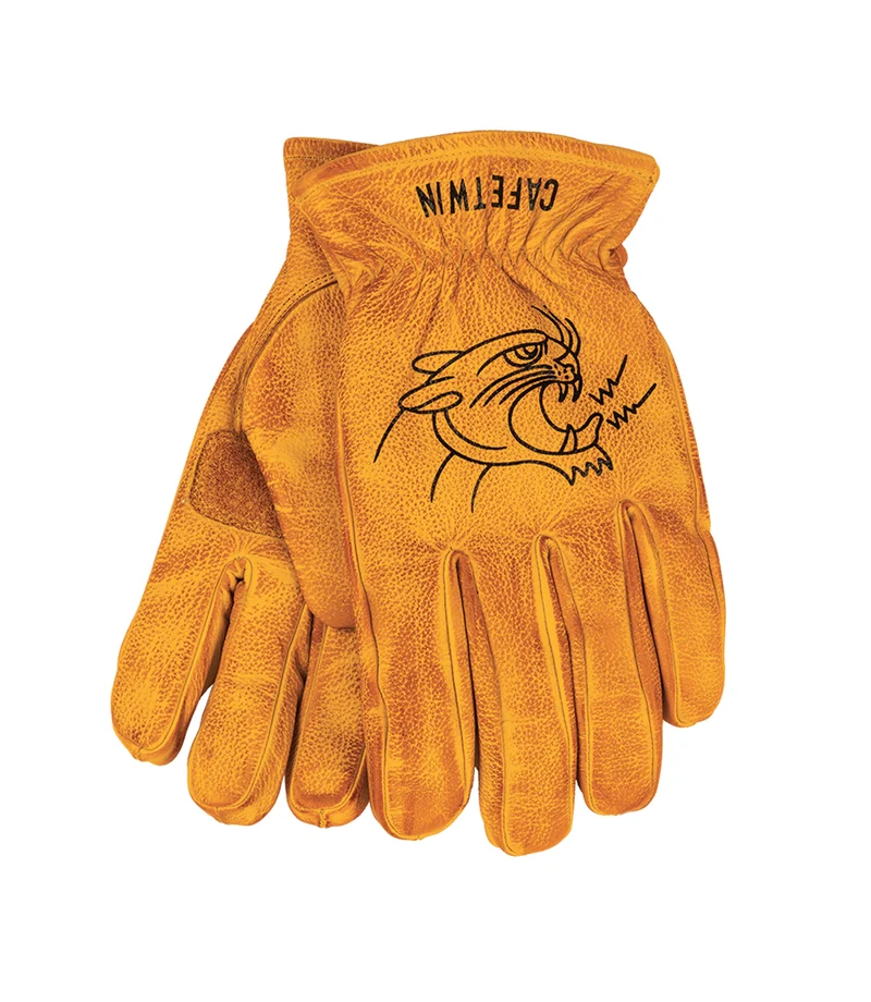 Guanti Moto Vintage Worker CT Giallo in Pelle