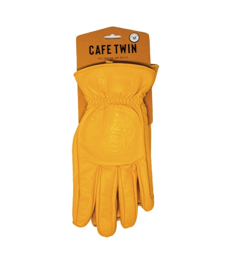 Guanto Moto Vintage Worker CT Giallo in Pelle