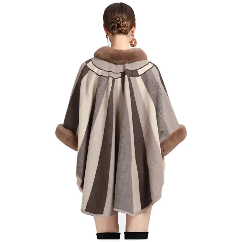 Poncho femme hiver fourrure