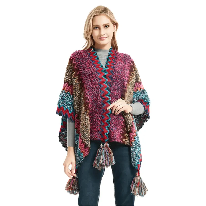 Poncho Ponpon Femme