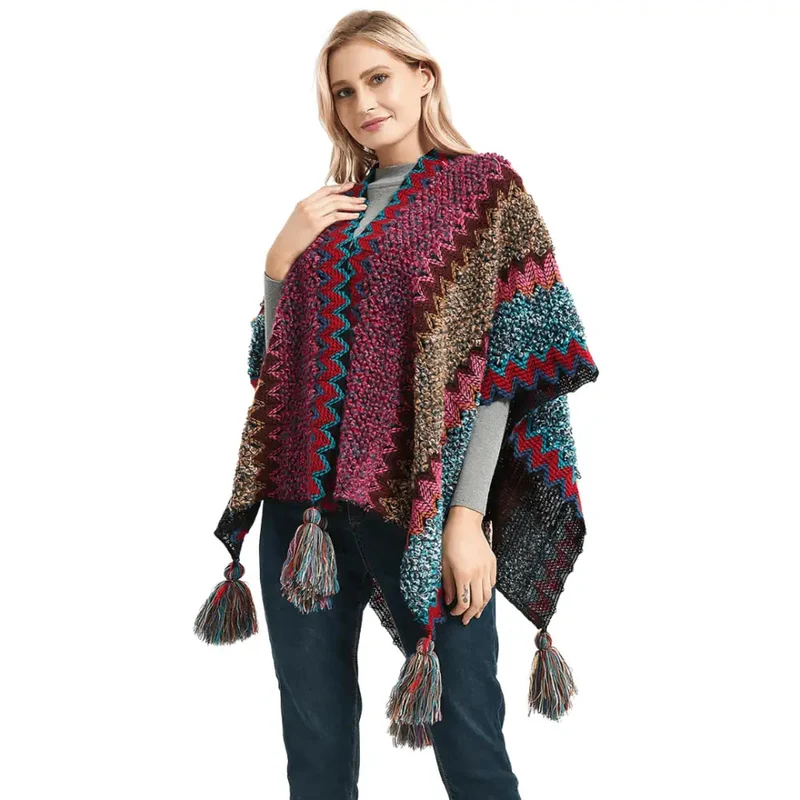 Poncho Ponpon Femme