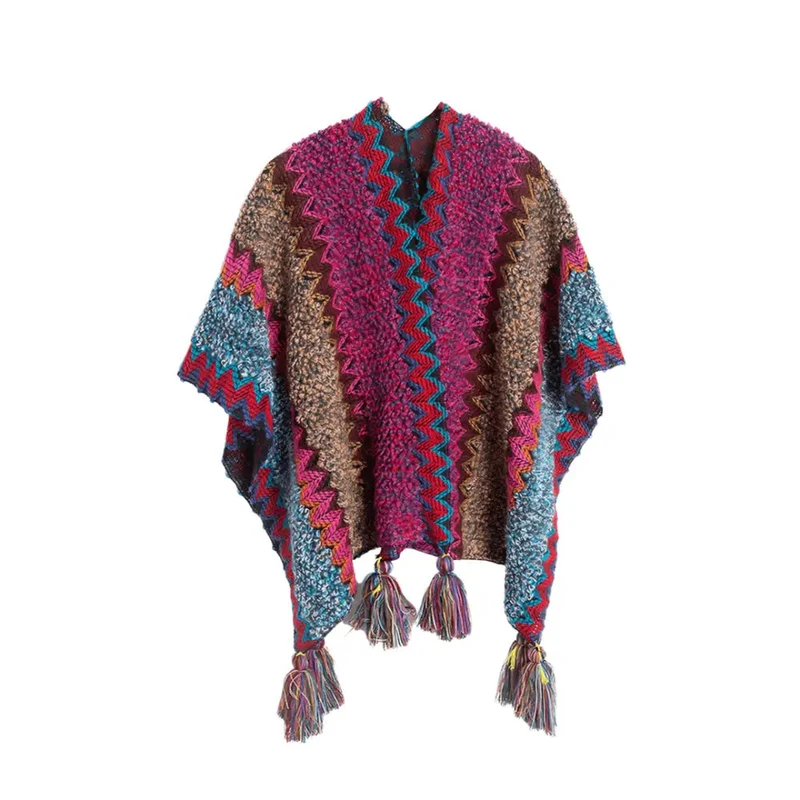 Poncho Ponpon Femme