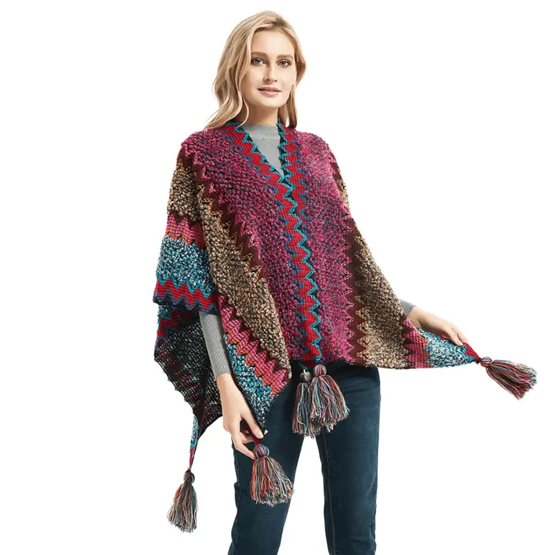 Poncho Ponpon Femme