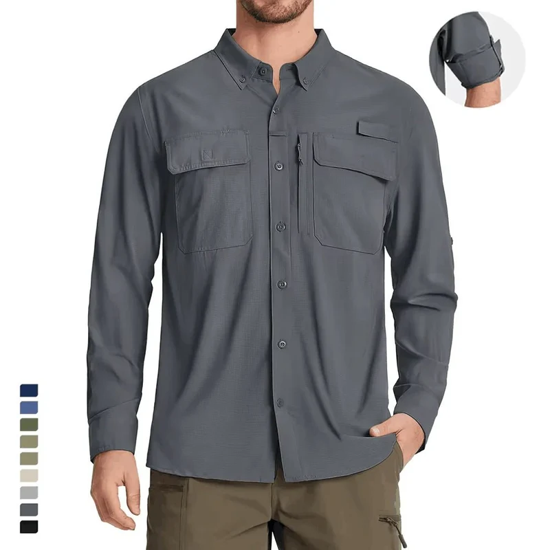 Chemises de randonnée à manches longues et protection solaire UPF 50+ pour homme "ST144"