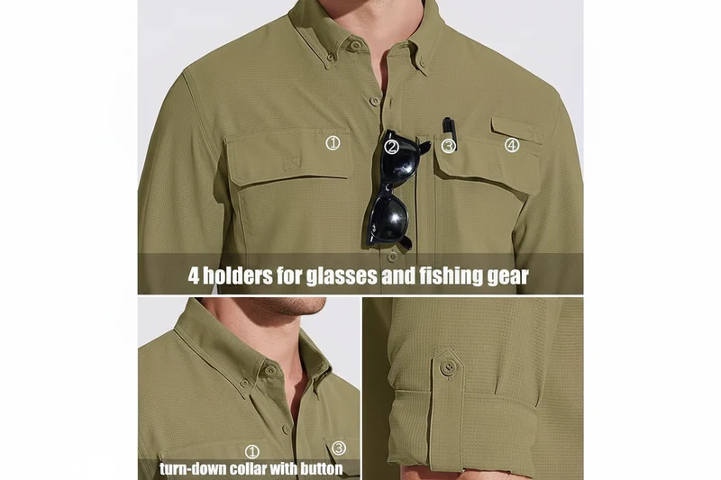 Chemises de randonnée à manches longues et protection solaire UPF 50+ pour homme "ST144"
