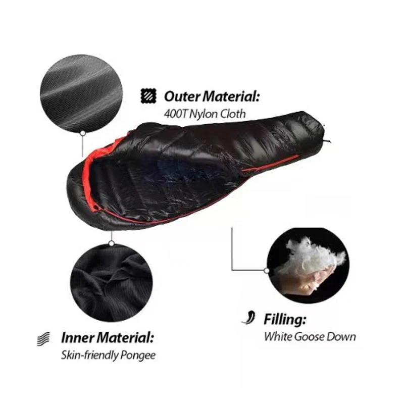 Sac de couchage momie en duvet d'oie 95% 800FP [+10C° confort] jusqu'à [-10°C confort] en version longue "Mountain Dream - Fill series Extended"