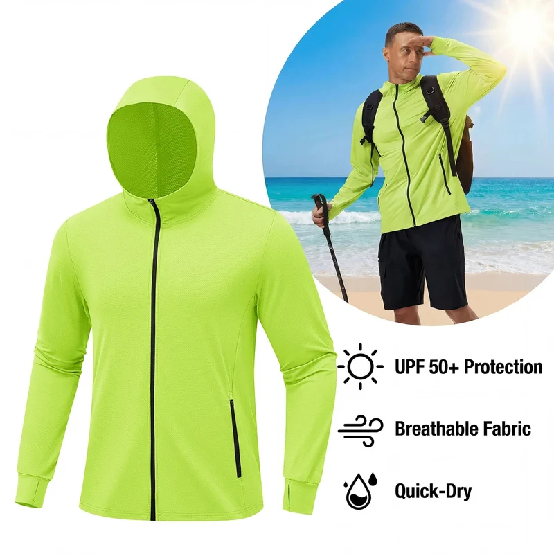 Hoodies / veste de protection solaire UPF 50+ pour homme "Planète Rando - HOD"