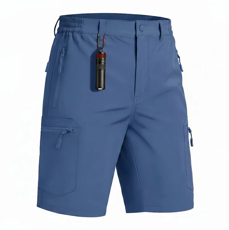 Short cargo d'été avec 5 poches zippées, extensible et léger "Planète Rando - PT752"