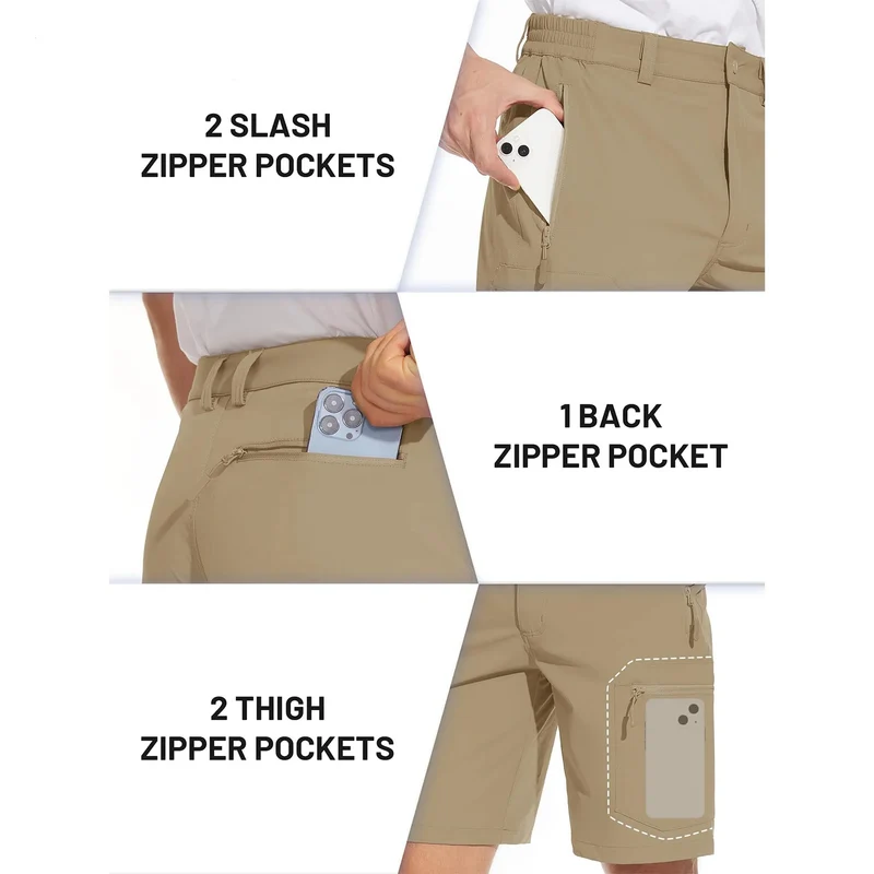 Short cargo d'été avec 5 poches zippées, extensible et léger "Planète Rando - PT752"