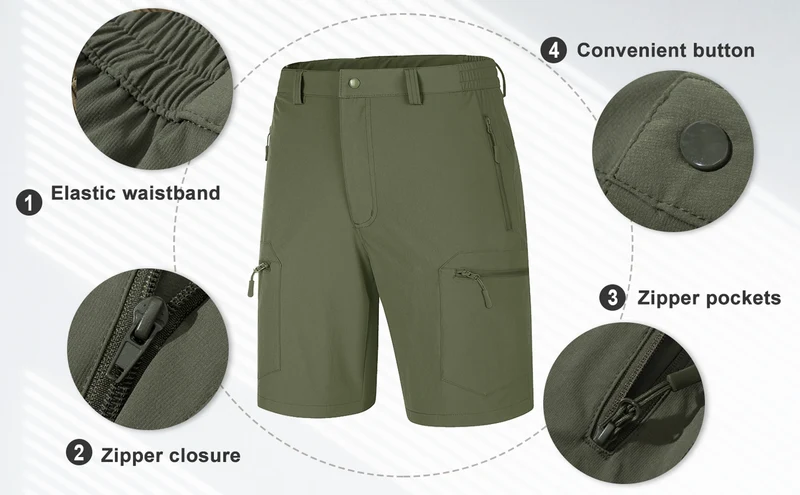 Short cargo d'été avec 5 poches zippées, extensible et léger "Planète Rando - PT752"