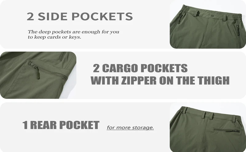 Short cargo d'été avec 5 poches zippées, extensible et léger "Planète Rando - PT752"
