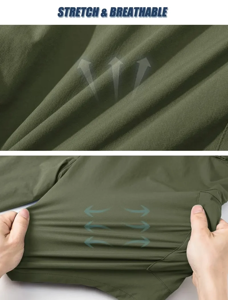 Short cargo d'été avec 5 poches zippées, extensible et léger "Planète Rando - PT752"