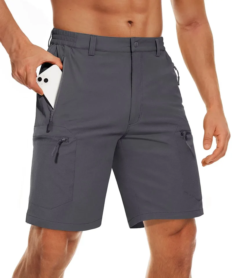 Short cargo d'été avec 5 poches zippées, extensible et léger "Planète Rando - PT752"