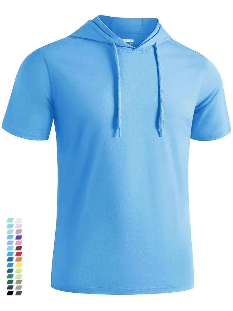 T-shirt à capuche légers en coton pour l'été, manches courtes "Planète Rando - TS300"