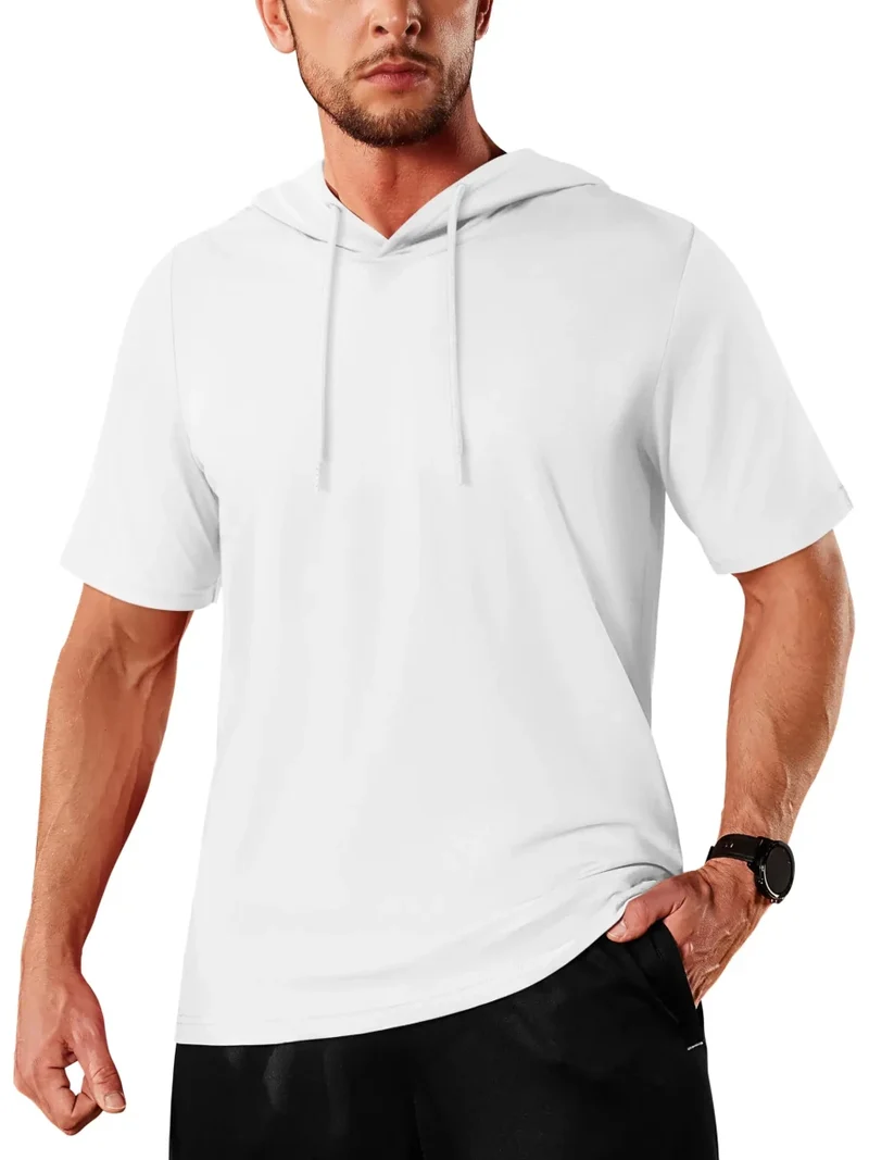 T-shirt à capuche légers en coton pour l'été, manches courtes "Planète Rando - TS300"