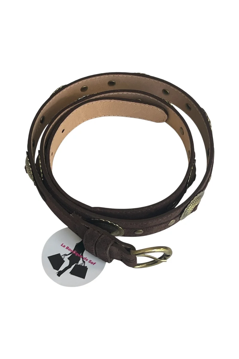 CEINTURE NUBUCK DETAIL DORE - 2161