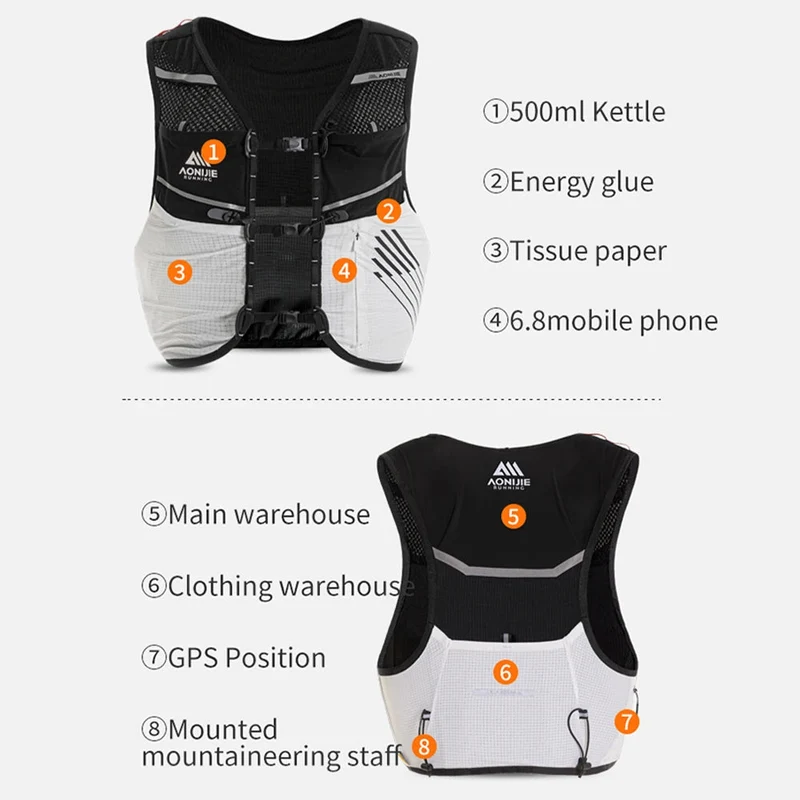 Gilet d'hydratation léger 5L pour le trail, la randonnée et le cyclisme "AONIJIE - C9100"