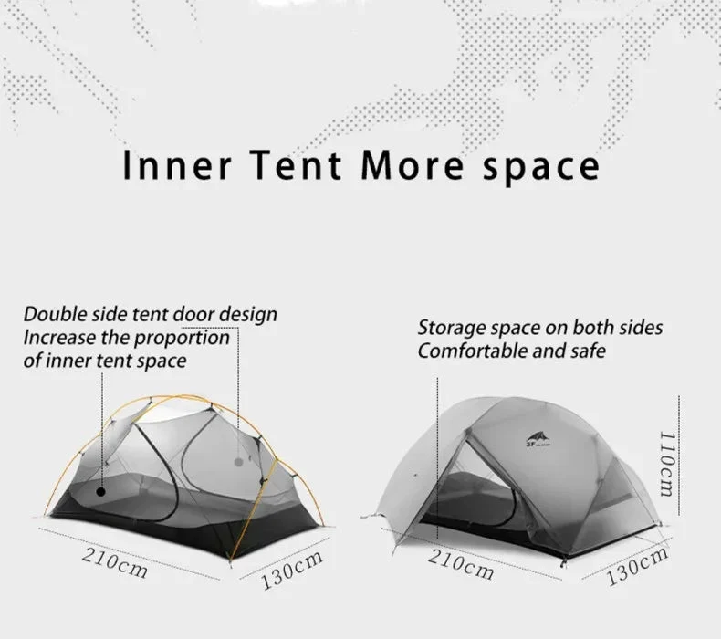 Tente de bivouac / camping double-parois autoportante en nylon ultraléger 15D enduit de silicone "3F UL Gear - Floating Cloud"