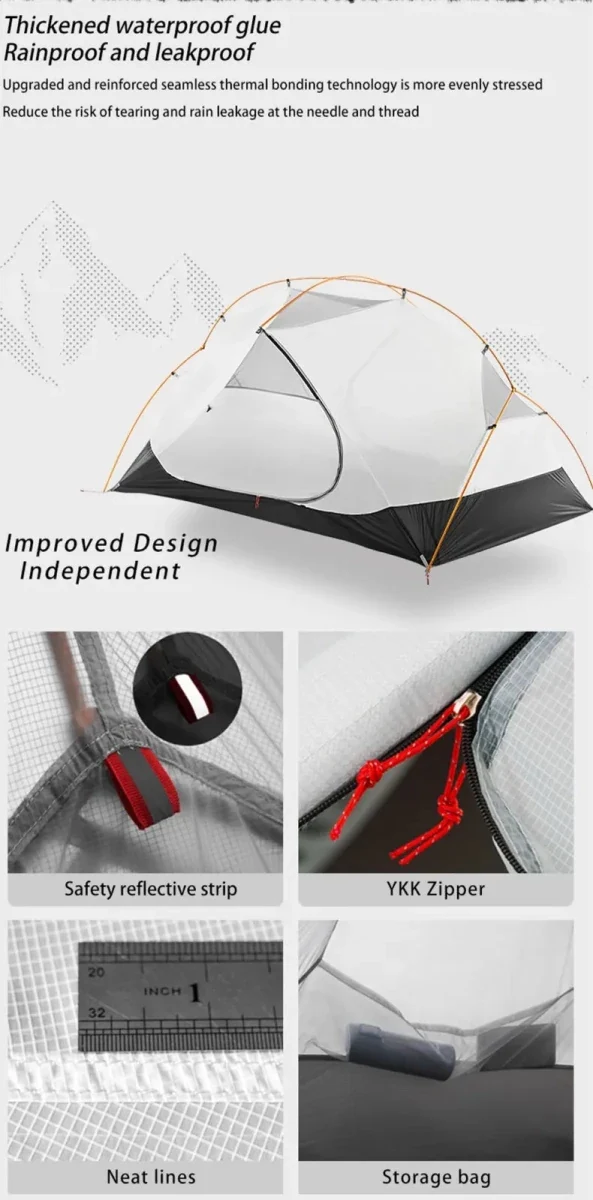 Tente de bivouac / camping double-parois autoportante en nylon ultraléger 15D enduit de silicone "3F UL Gear - Floating Cloud"