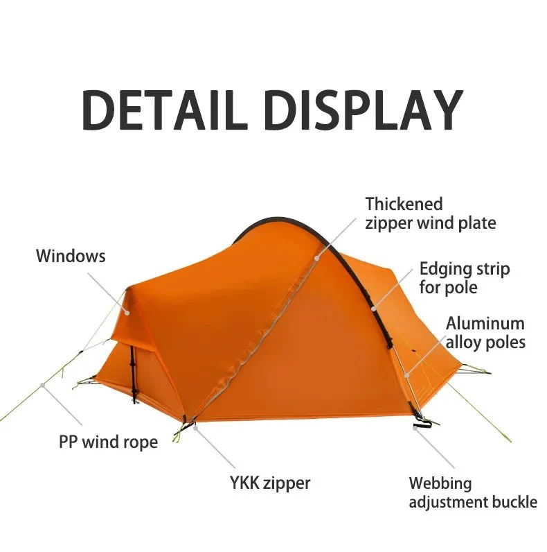 Tente hybride double-parois pour le bivouac / camping avec large espace intérieur 1,9kg "3F UL GEAR - SHELL 2"