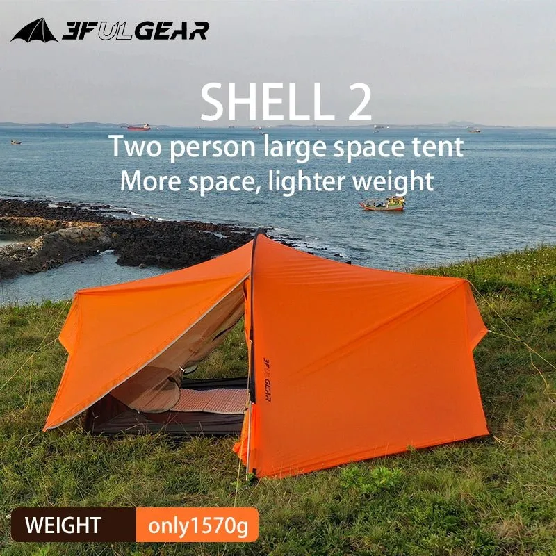 Tente hybride double-parois pour le bivouac / camping avec large espace intérieur 1,9kg "3F UL GEAR - SHELL 2"