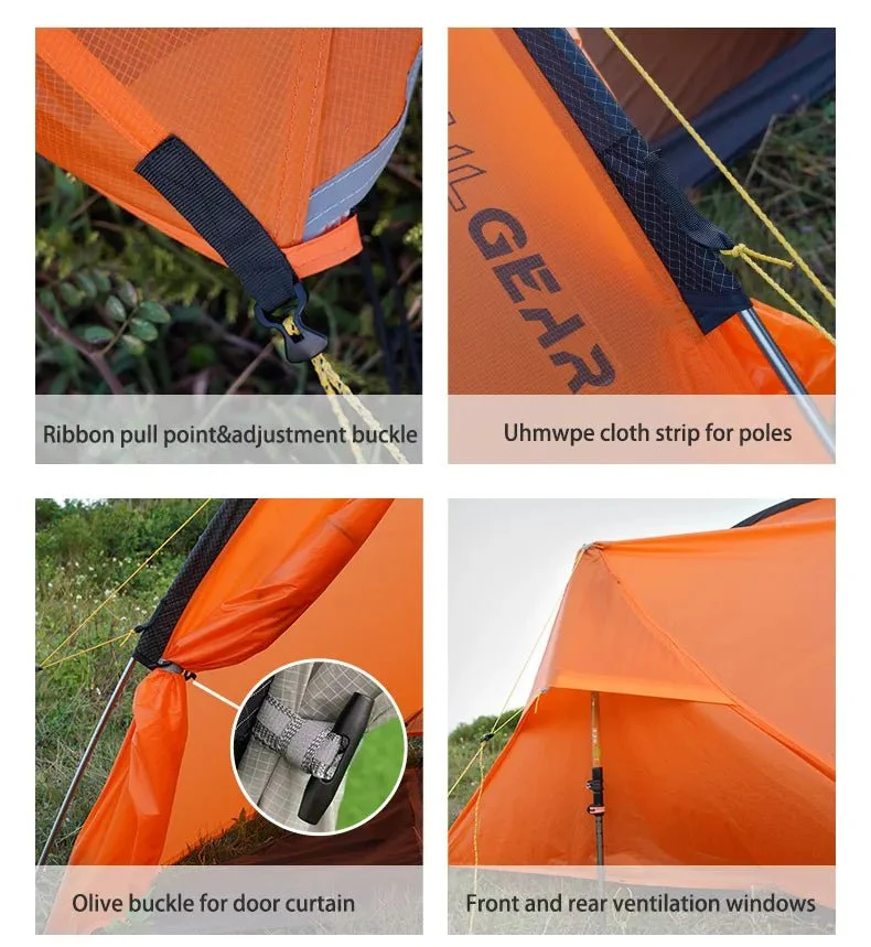 Tente hybride double-parois pour le bivouac / camping avec large espace intérieur 1,9kg "3F UL GEAR - SHELL 2"