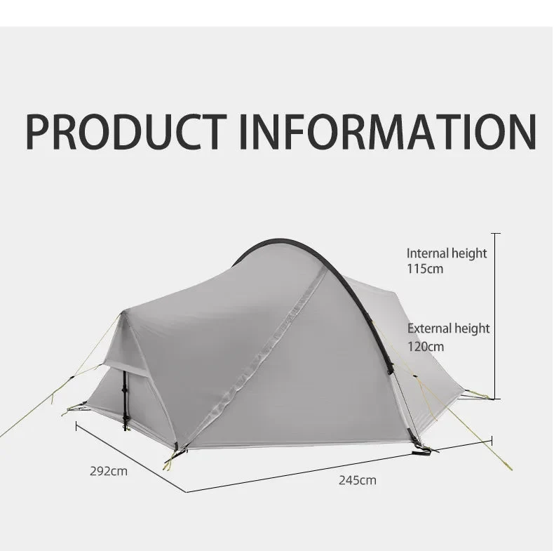 Tente hybride double-parois pour le bivouac / camping avec large espace intérieur 1,9kg "3F UL GEAR - SHELL 2"