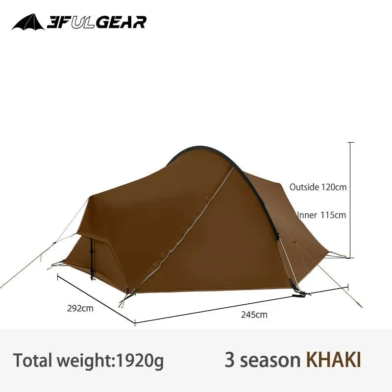 Tente hybride double-parois pour le bivouac / camping avec large espace intérieur 1,9kg "3F UL GEAR - SHELL 2"