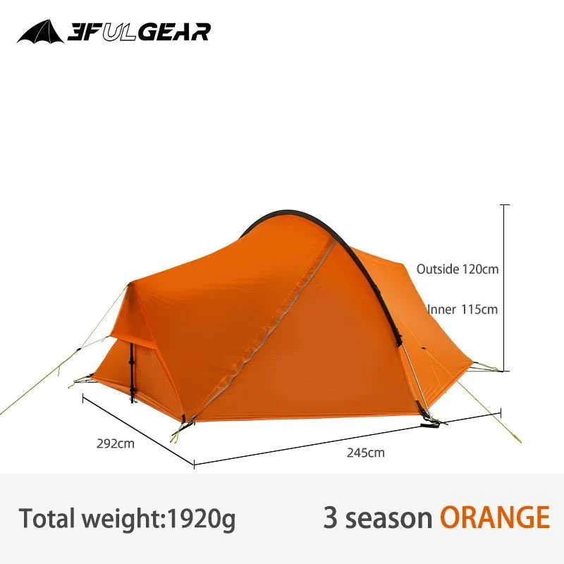 Tente hybride double-parois pour le bivouac / camping avec large espace intérieur 1,9kg "3F UL GEAR - SHELL 2"