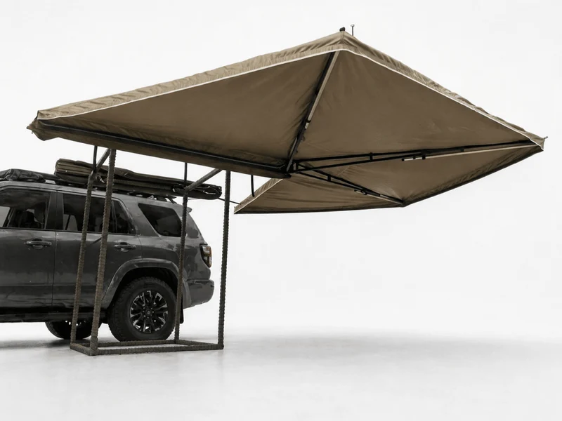 Auvent 270° pour voiture, SUV, 4x4 ou van en tissu oxford 600D résistant & imperméable anti-UV “Planète Rando – Aurora 270”