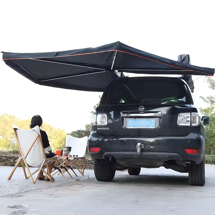 Auvent 270° pour voiture, SUV, 4x4 ou van en tissu oxford 600D résistant & imperméable anti-UV “Planète Rando – Aurora 270”