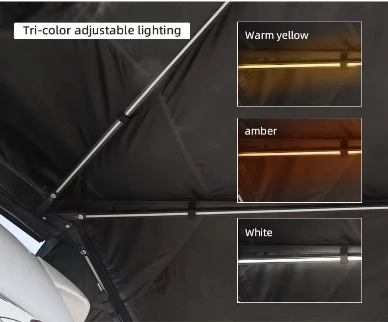 Auvent 270° pour voiture, SUV, 4x4 ou van en tissu oxford 600D résistant & imperméable anti-UV “Planète Rando – Aurora 270”