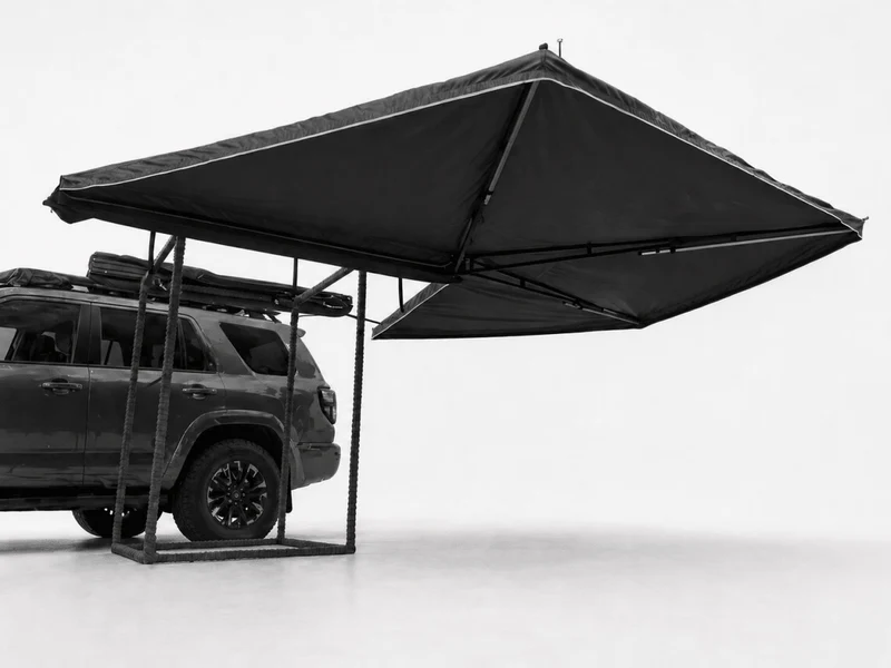 Auvent 270° pour voiture, SUV, 4x4 ou van en tissu oxford 600D résistant & imperméable anti-UV “Planète Rando – Aurora 270”