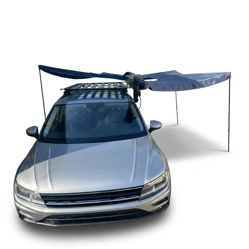 Auvent 270° pour voiture, SUV, 4x4 ou van en tissu oxford 600D résistant & imperméable anti-UV “Planète Rando – Aurora 270”