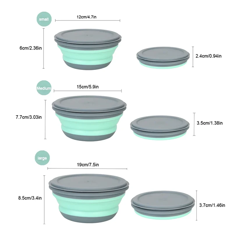 Ensemble de 3 bols pliables en silicone pour boîte à lunch "CLS Outdoor - Folding Bowl"