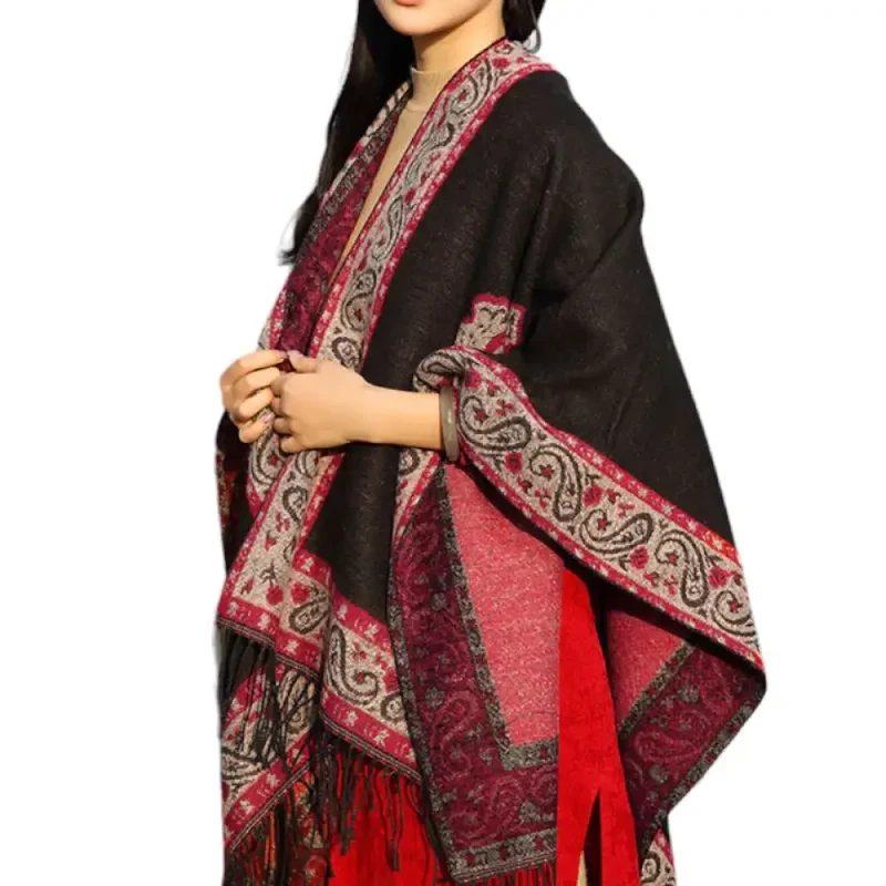 Poncho femme chaud hiver solde