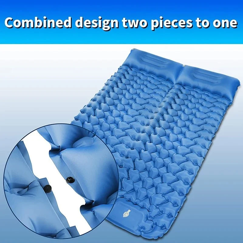 Matelas de camping 9cm avec oreiller & pompe intégrée "Planete Rando - Comfort Trek 3"