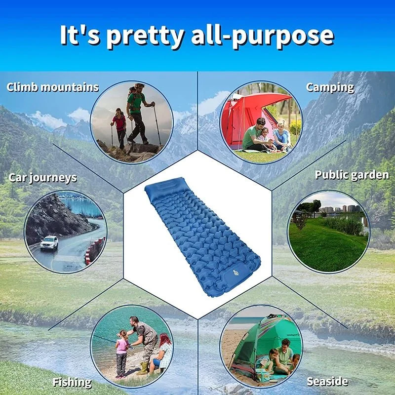 Matelas de camping 9cm avec oreiller & pompe intégrée "Planete Rando - Comfort Trek 3"