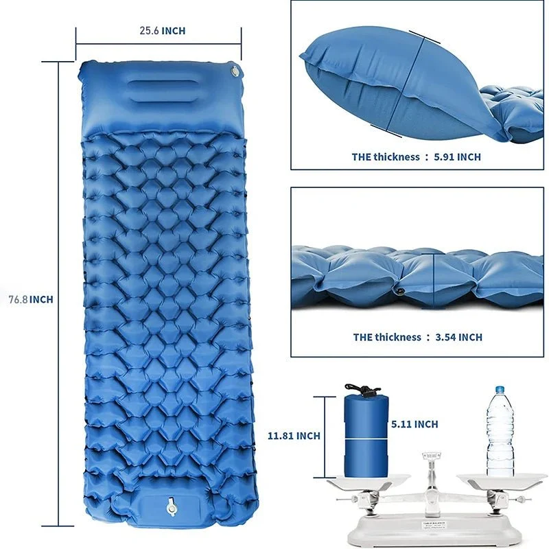 Matelas de camping 9cm avec oreiller & pompe intégrée "Planete Rando - Comfort Trek 3"