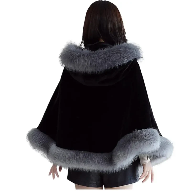 Poncho capuche femme style manteau